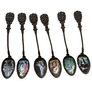 Vintage Czechoslovakia Souvenir Spoon Hand Painted Enameled Brass Klepa Art